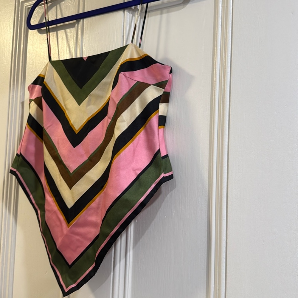 Zara Silky Patterened Top with Bow Back